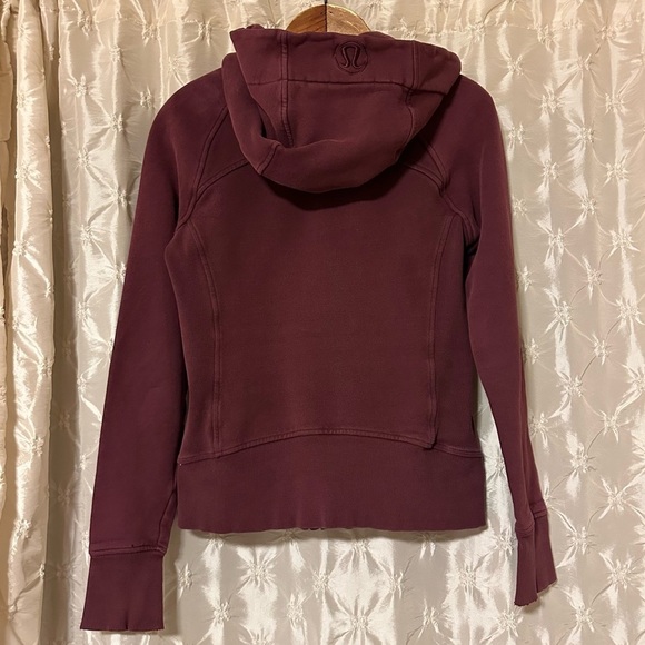 Lululemon Scuba Hoodie Light Cotton Fleece Full Zip Sweatshirt Burgundy Red - Picture 5 of 13